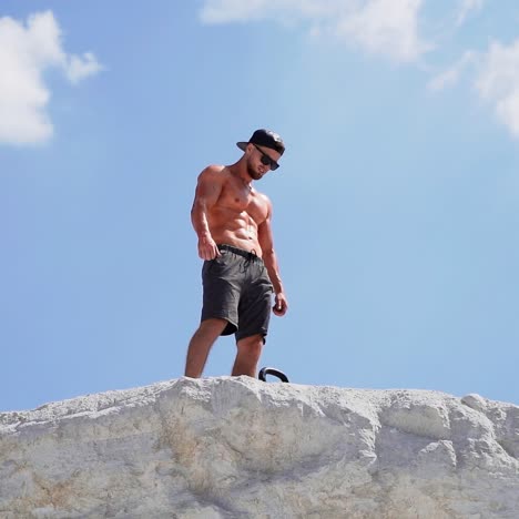 sportive man training outdoors