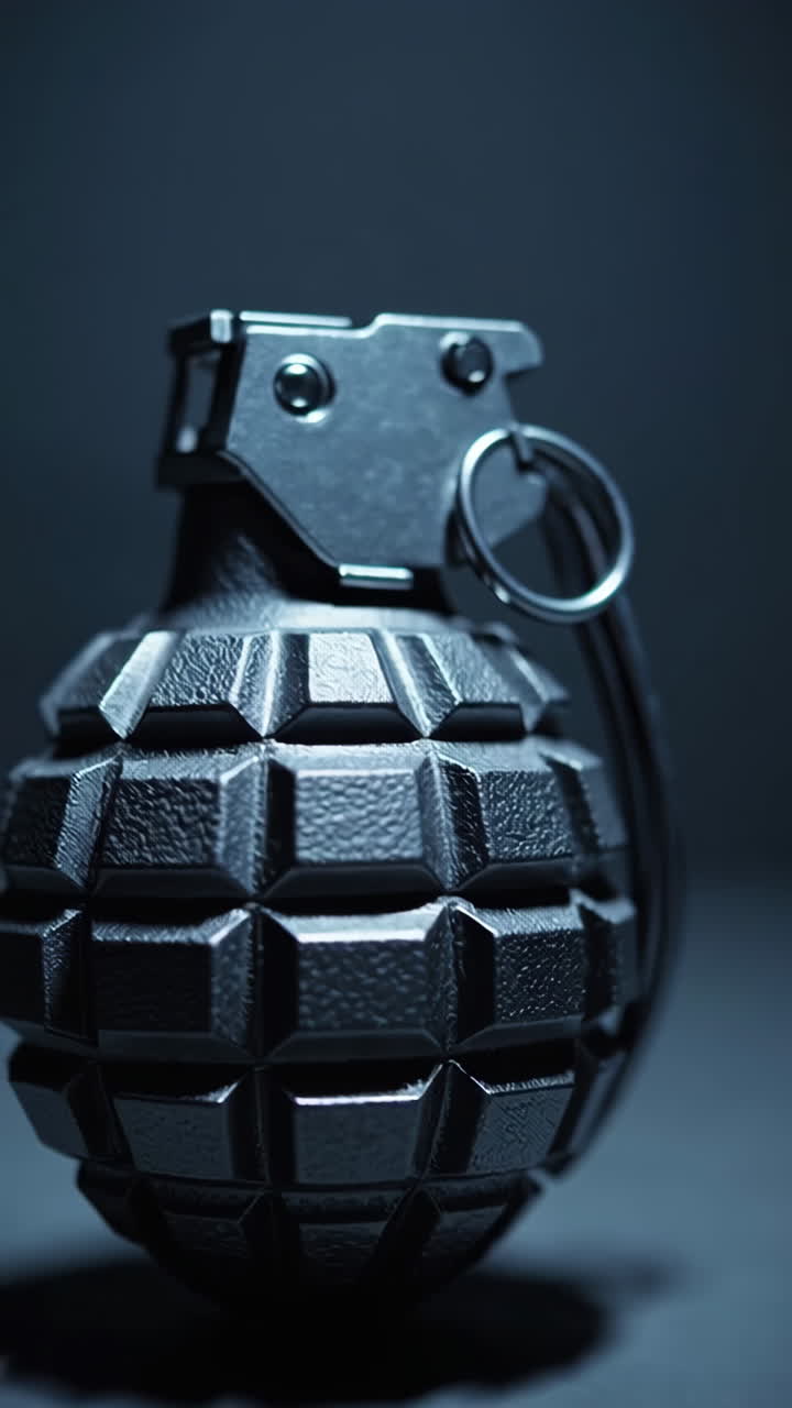 Close-up of a black grenade