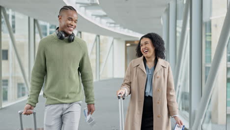 airport, luggage and business people walking