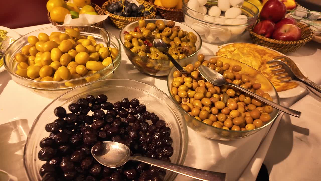 Buffet with Olives and Salad