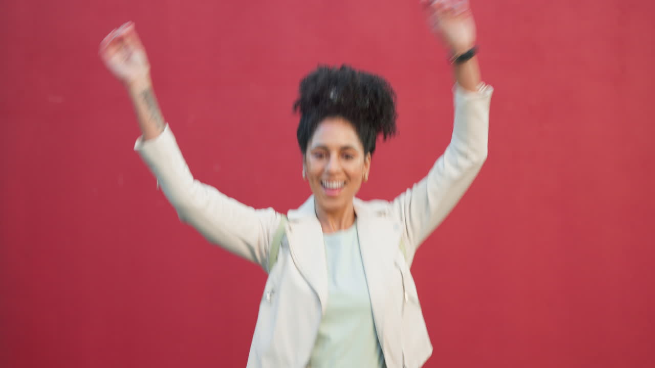 Happy, dance and comic woman from Africa