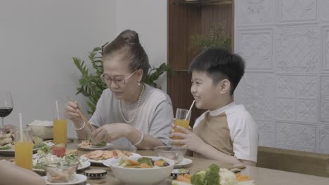 asian family having lunch.