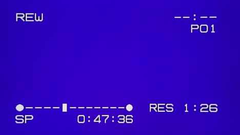 real analog vhs blue screen with stop and rew actions