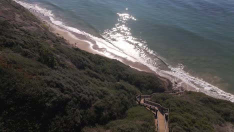 stairs going downhill to the ocean at santa barbara california