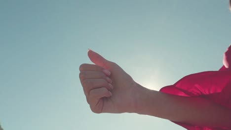 la mano y el brazo de la mujer alcanzando la luz del sol