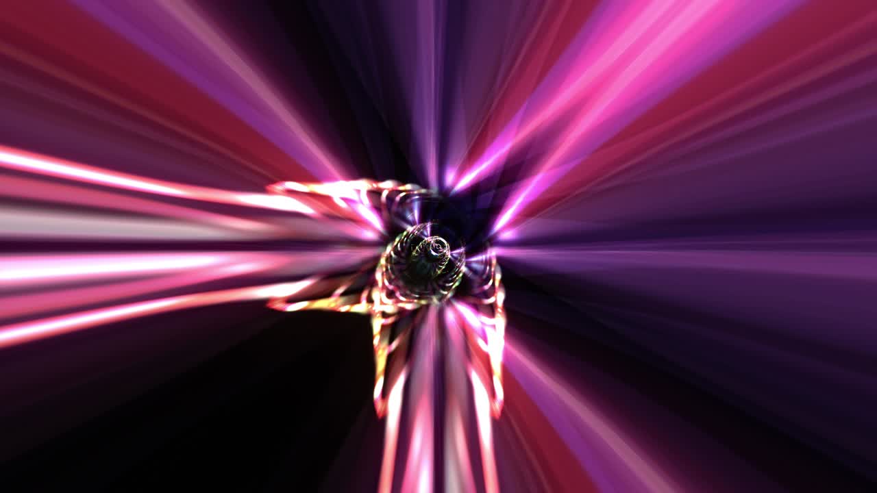 espacio abstracto velocidad de la luz amarillo rosa púrpura línea oscura en futurista ciencia ficción túnel de realidad virtual bucle sin costuras.4k 3d renderización túnel de cuadrícula con líneas de luz multicolores vj gráficos de movimiento para la ciencia
