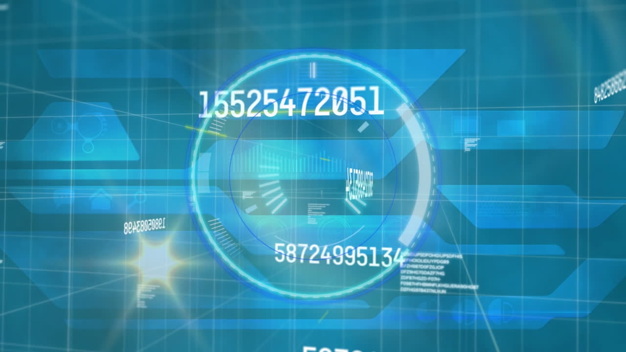 프로세싱 서클의 애니메이션, 파란색 공간에서 숫자와 불빛을 변경