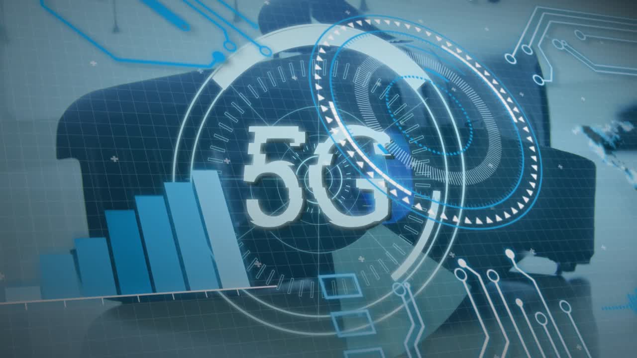 5g 텍스트 및 데이터 처리 vr 헤드을 통해 스 스캔의 애니메이션