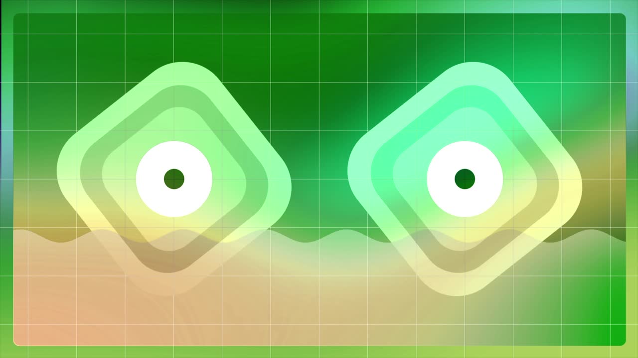 초록색과 노란색 모양의 추상적인 기하학적 디자인