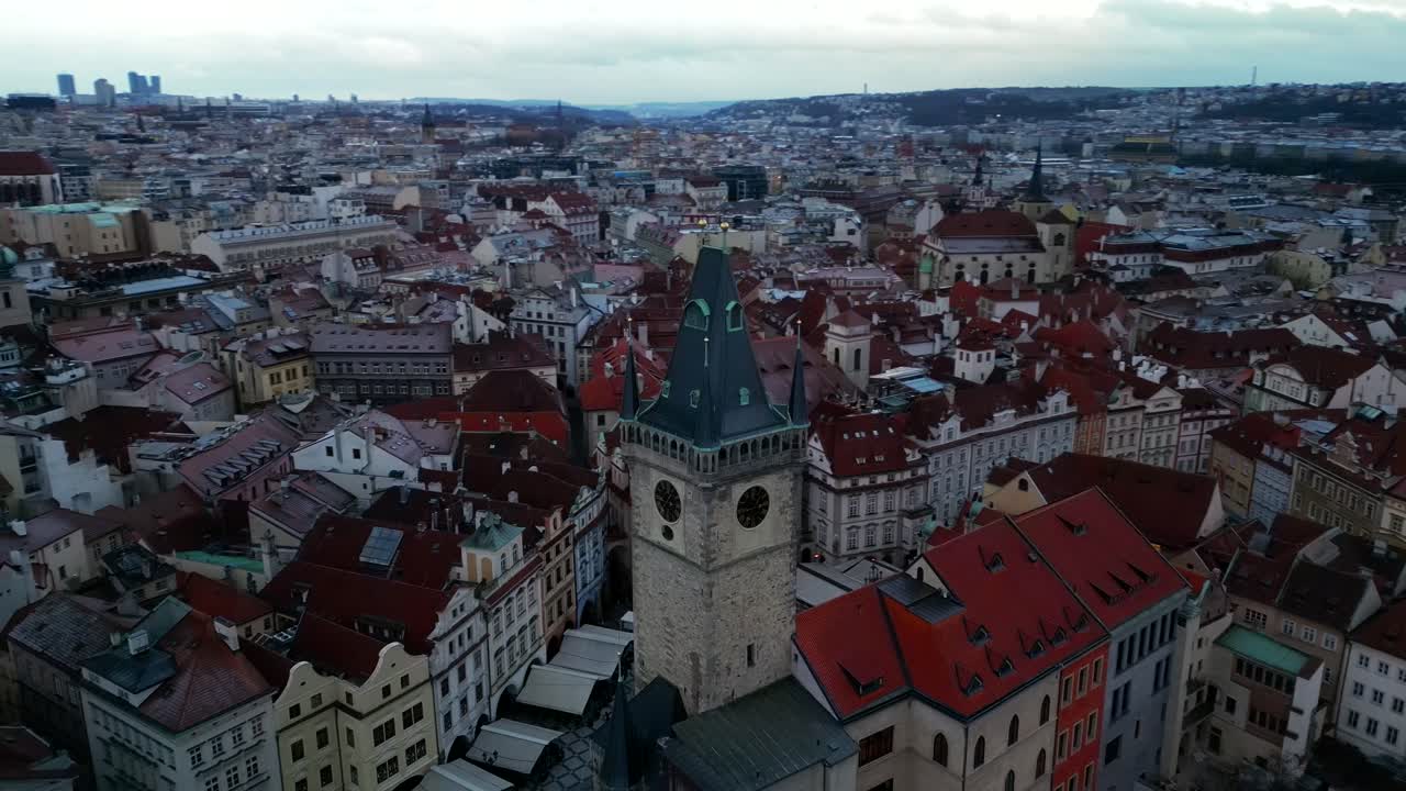 Circular video of the tower above Prague's astronomical clock in the Old Town Square