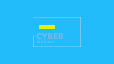 modern cyber monday text in frame on blue gradient