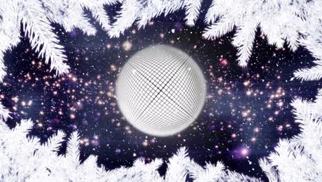 animación de la nieve cayendo sobre la corona de navidad