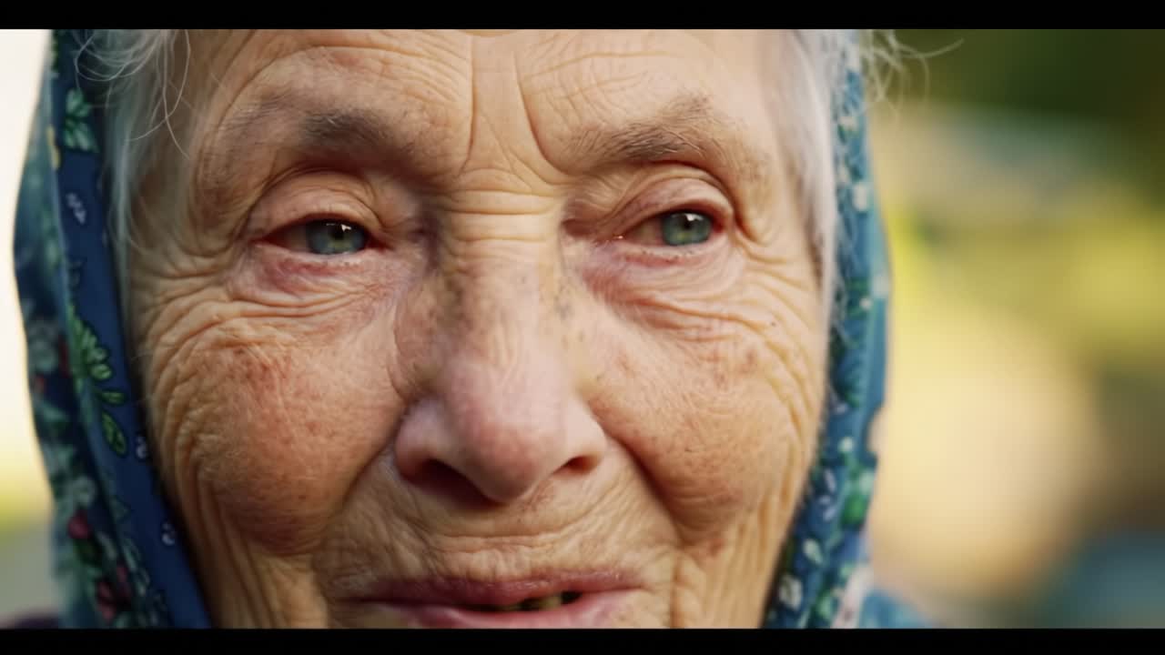 A Touching Portrayal of an Elderly Woman: Capturing the Depths of Emotion Through Her Expressions and Timeless Beauty in a Heartwarming Moment