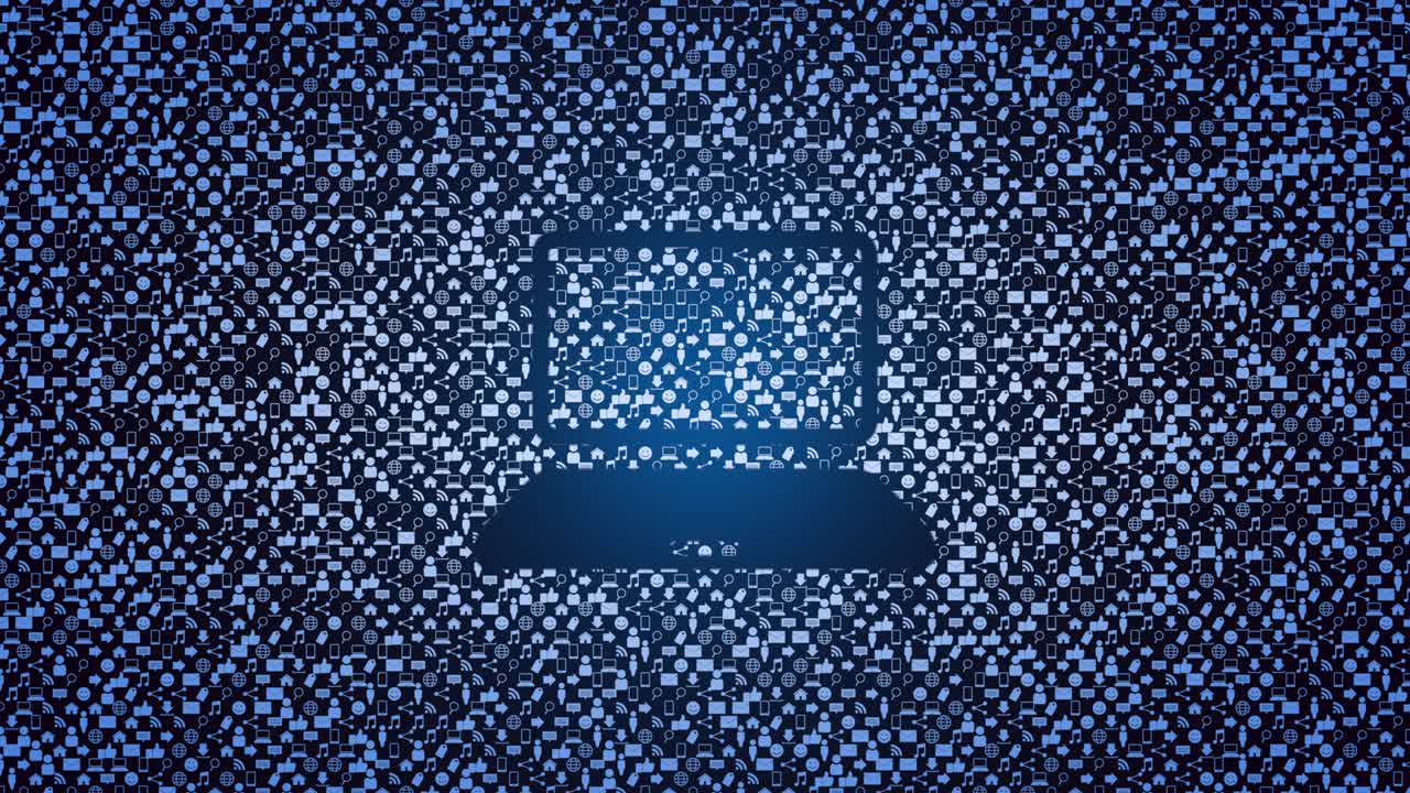 iconos sociales de la computadora en el fondo de la red