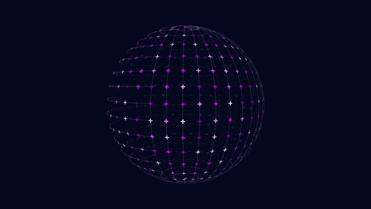 esfera de líneas azules y puntos blancos sobre fondo negro