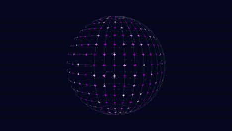 Sphere-of-blue-lines-and-white-dots-on-black-background