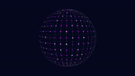 esfera de líneas azules y puntos blancos sobre fondo negro