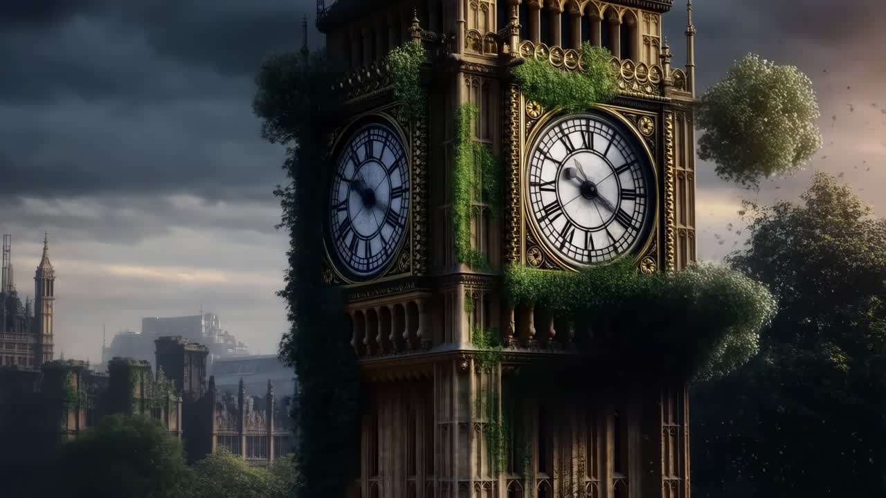 Overgrown Big Ben: Nature Reclaiming an Iconic London Landmark