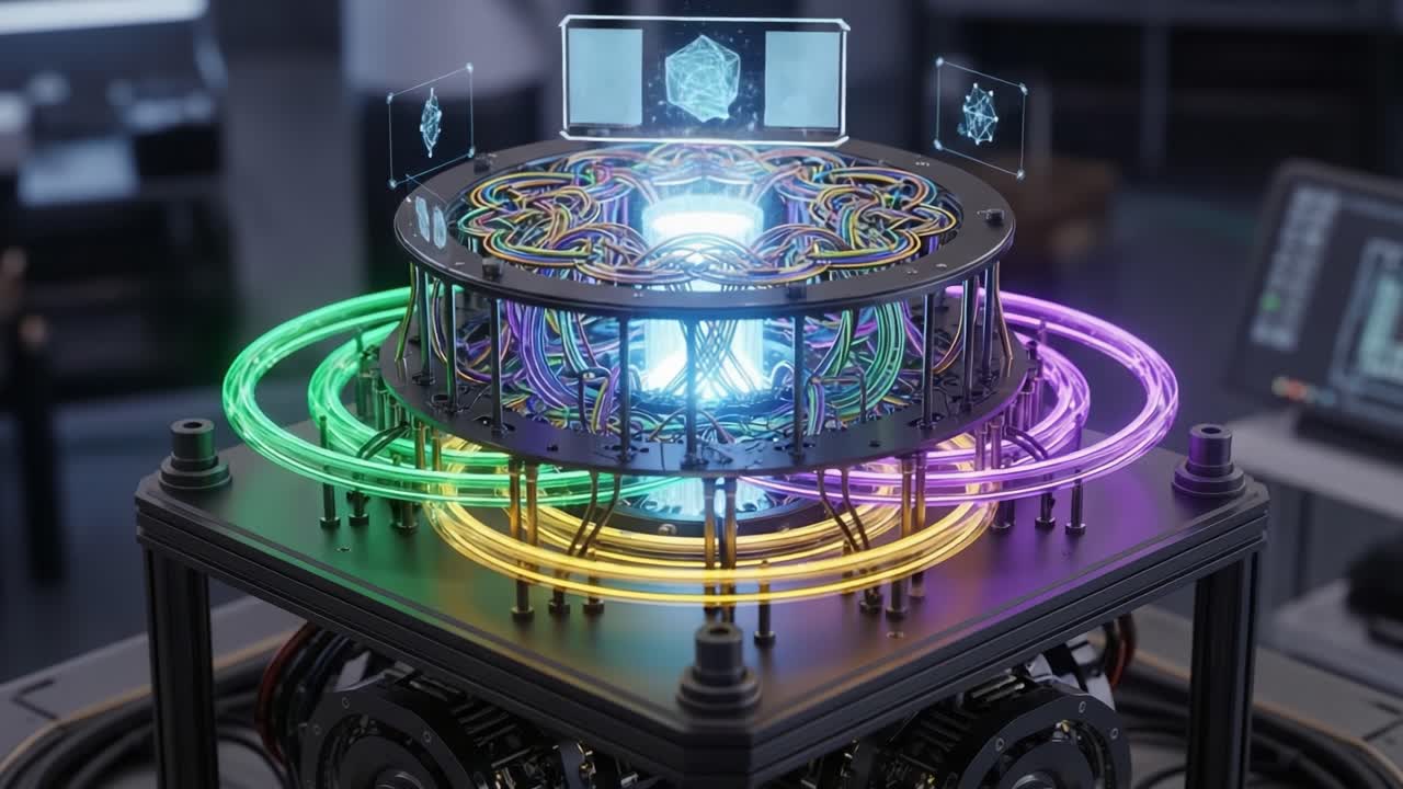 Exploring the Future of Quantum Computing: An Advanced Quantum Processing Unit with Vibrant Energy Circuits and Dynamic Light Displays