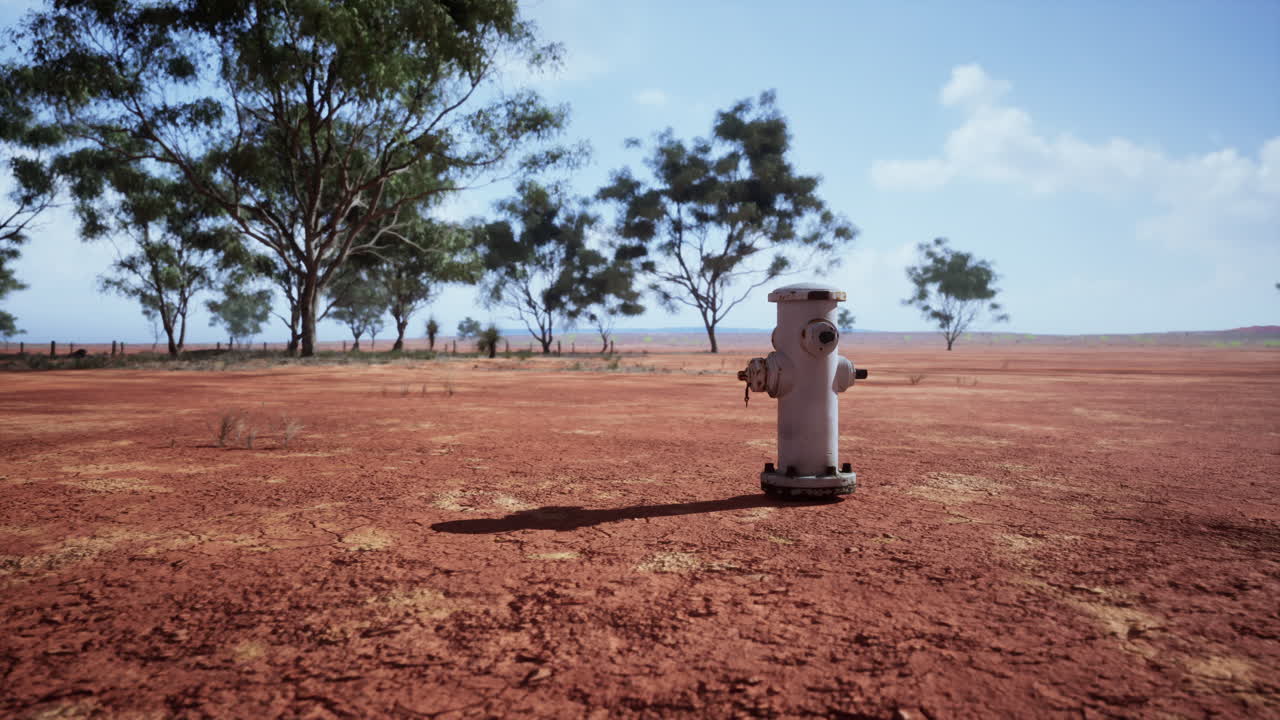 건조 한 사막 풍경 에 있는 소방관