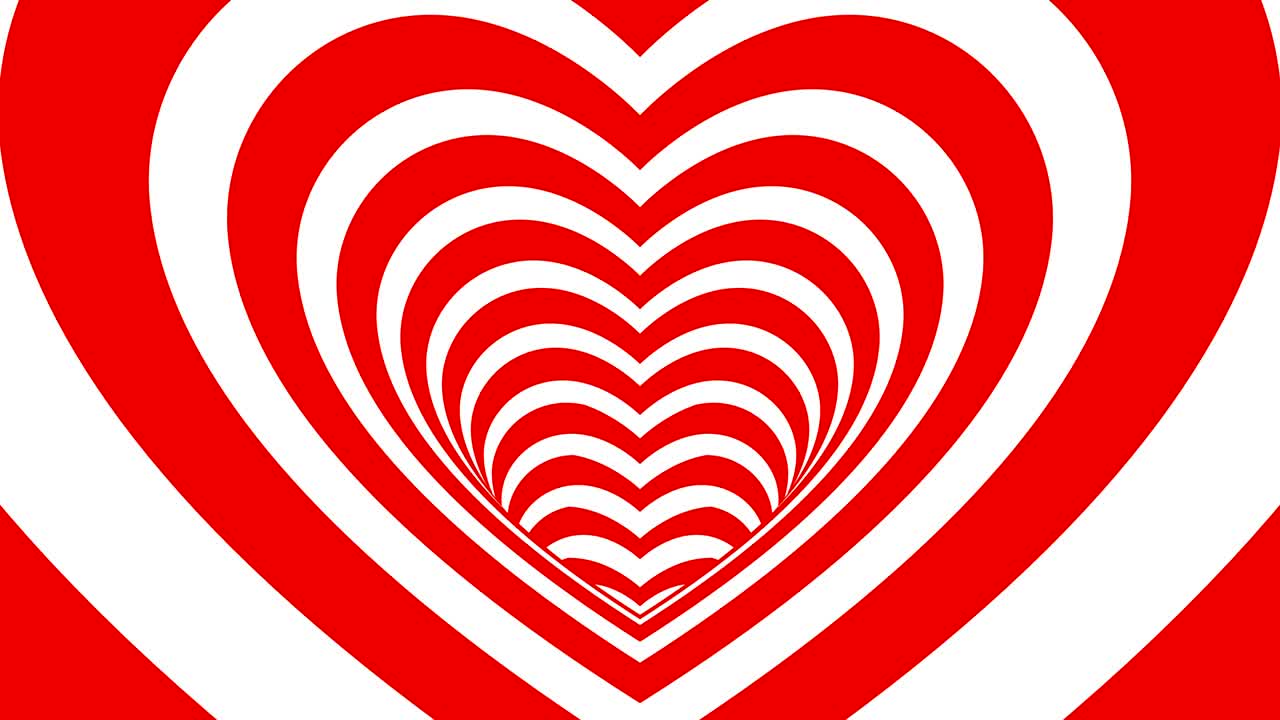 은색과 색의 심장 터널 애니메이션 배경 4k