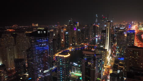 fly above night city