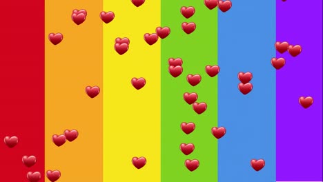 animation of hearts floating over rain bow flag