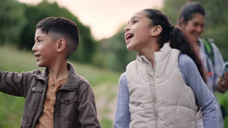 children exploring nature