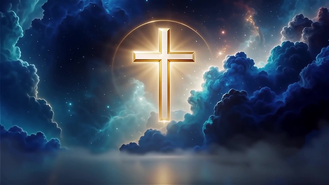 Christian Cross Heavenly Light Worship Background