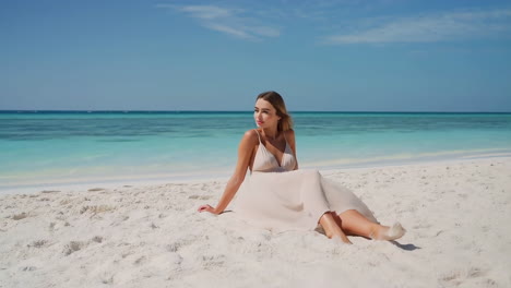 woman relaxing on a beautiful tropical beach