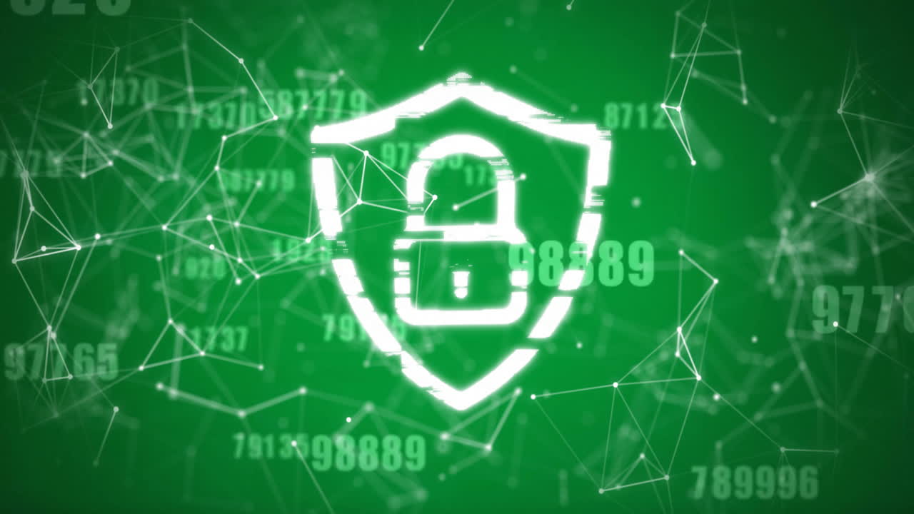 데이터 처리 및 락에 대한 아이콘으로 연결 네트워크의 애니메이션