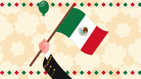 motion graphic of hand drawn flag mexico constitution day