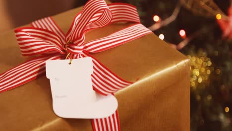 close-up of wrapped gift