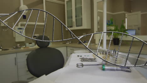 animation of dna strand and data processing over laboratory