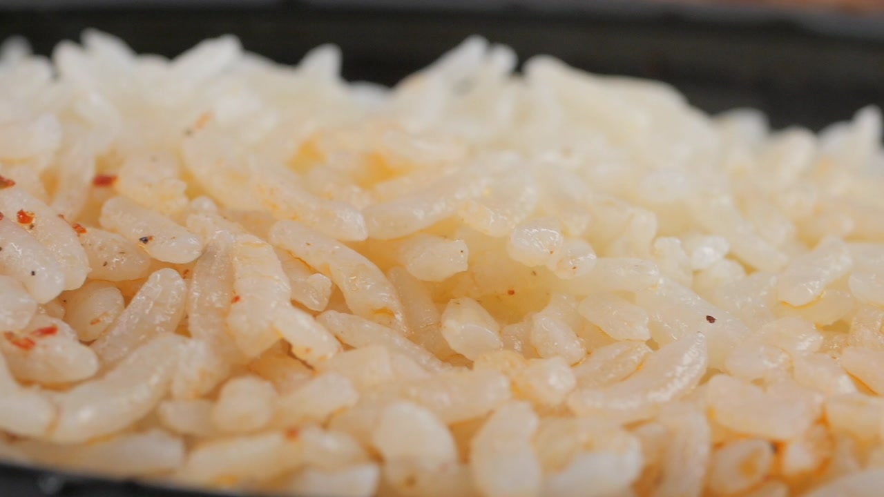 Close-up of Cooked White Rice with Seasoning
