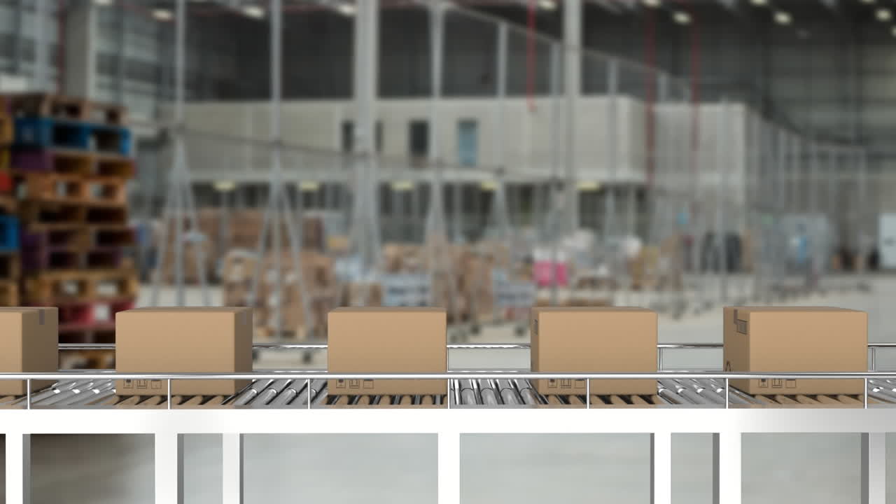 컨베이어 벨트 에 있는 패키지