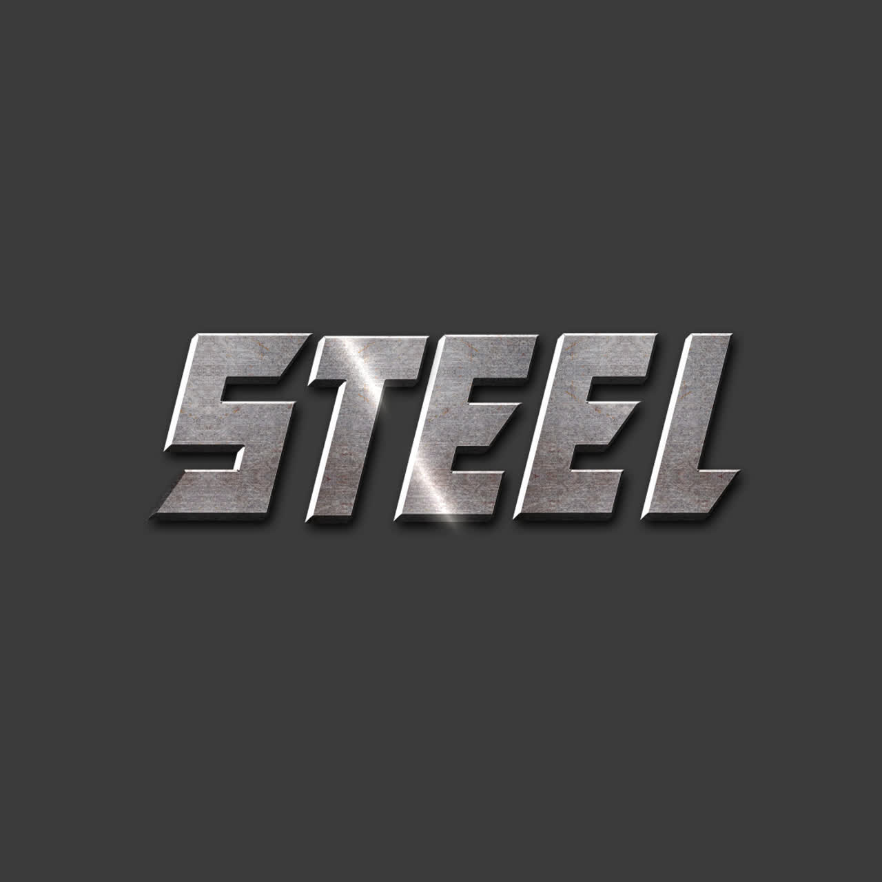 Steel text in metallic font