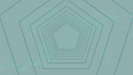 animation of looping hexagons forming tunnel over graphs against blue background