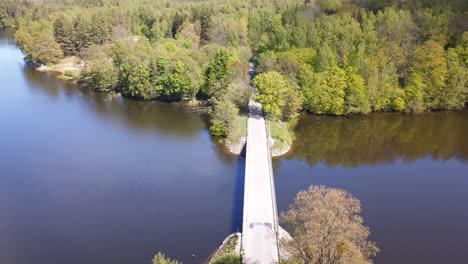 bridge over a lake aerial shot