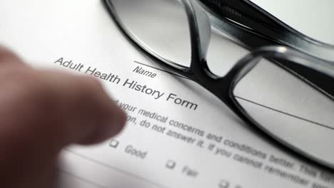 finger tapping on health history form