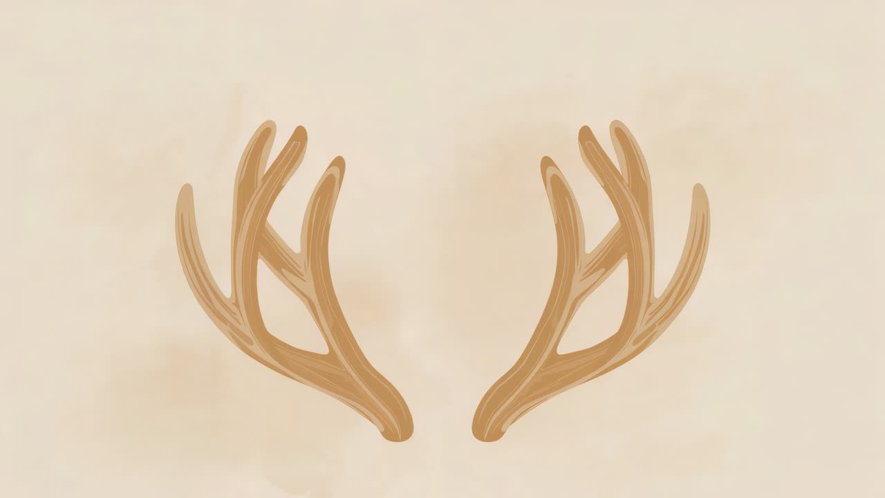 Voksende, stiliserede, brune gevirer, der dannes over fem frames på varm beige lærred, og som fuldender forgreningsprocessen