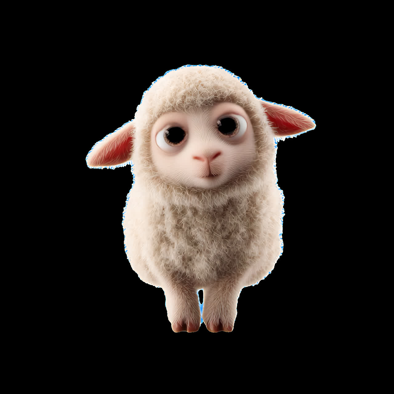 Cute fluffy cartoon lamb animation isolated asset, transparent 4K video, alpha channel, ProRes 4444