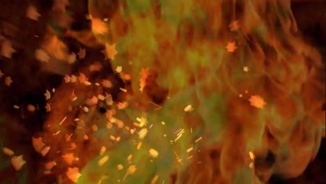 animation of fire explosion with stars falling on a dark background