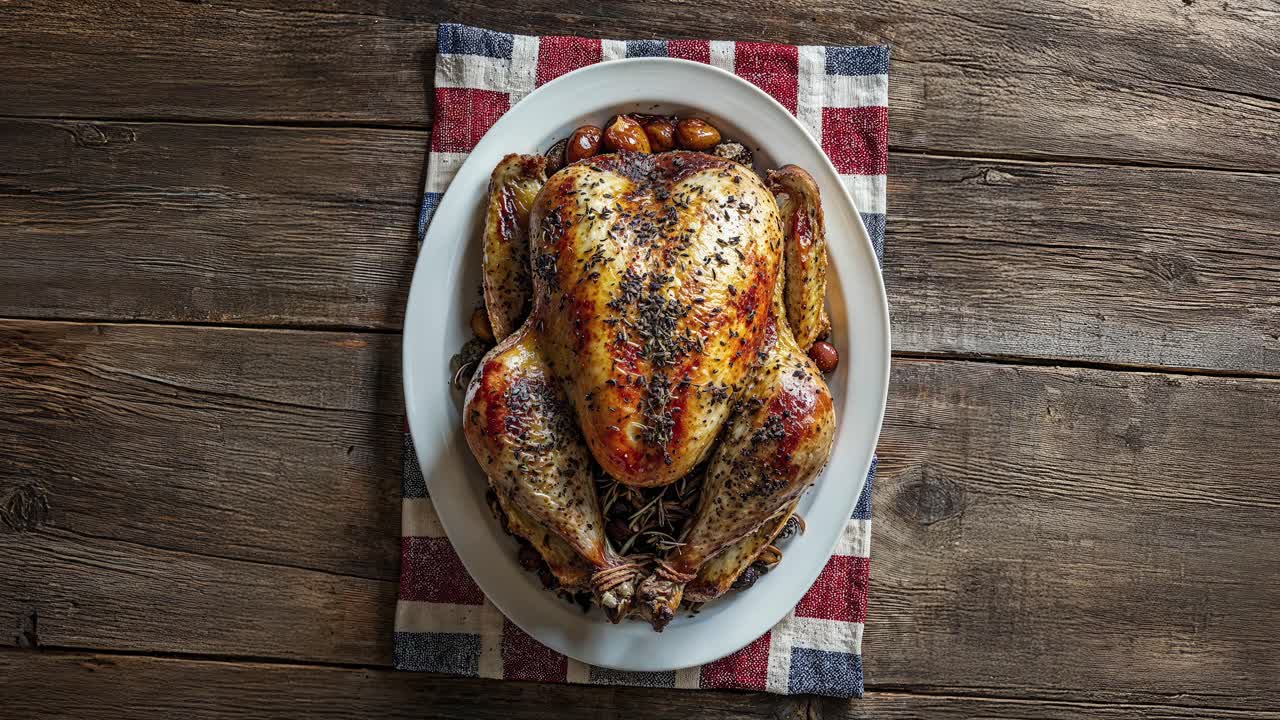 Roasted Turkey on a White Plate