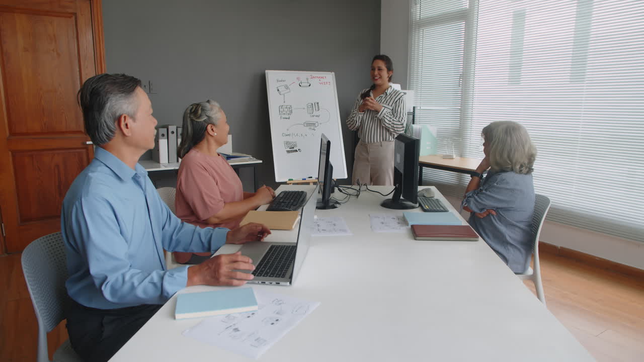 Seniors Listening to Teacher at Computer Class