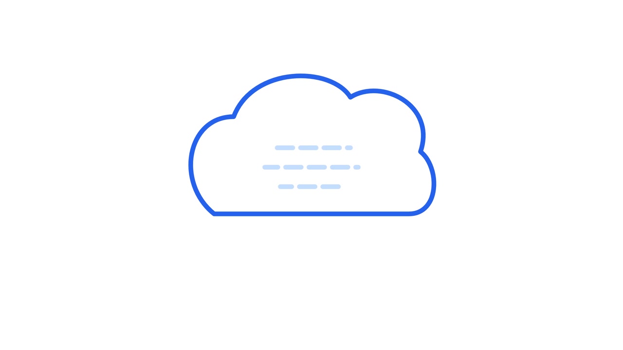 Animated Line Drawing of a Cloud with Digital Data Symbols