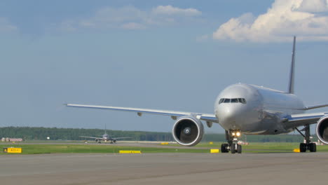 two planes waiting for take-off