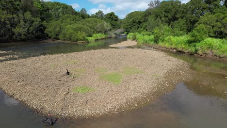 currumbin creek at robert neumann park in gold coast, queensland, australia - drone shot