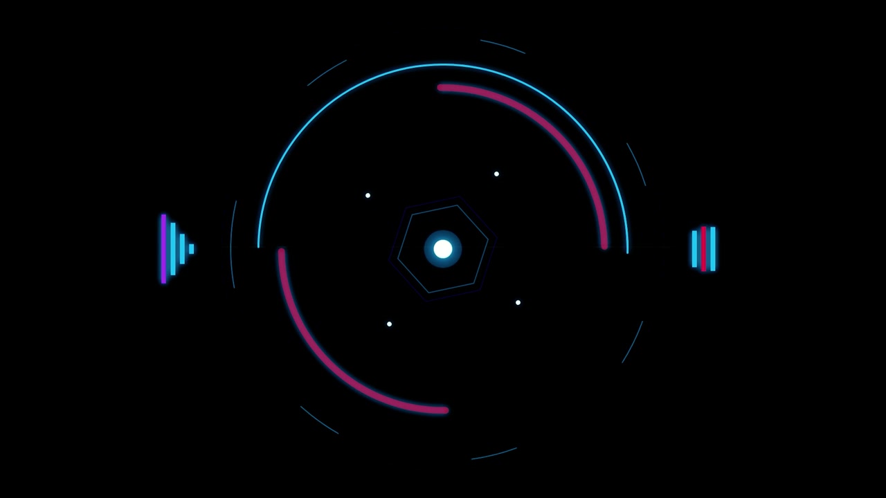 Futuristic Digital HUD Interface with Rotating Circular Elements