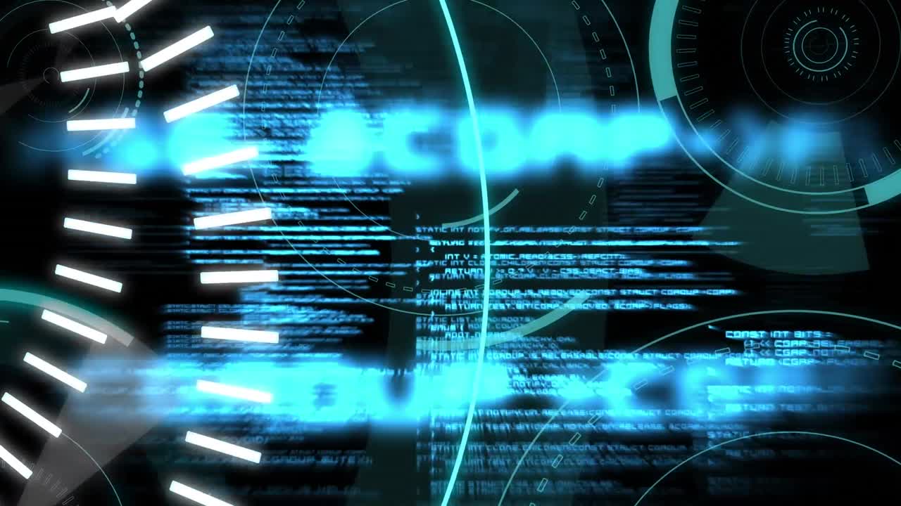 검은색 배경에 데이터 처리를 통해 5g의 애니메이션